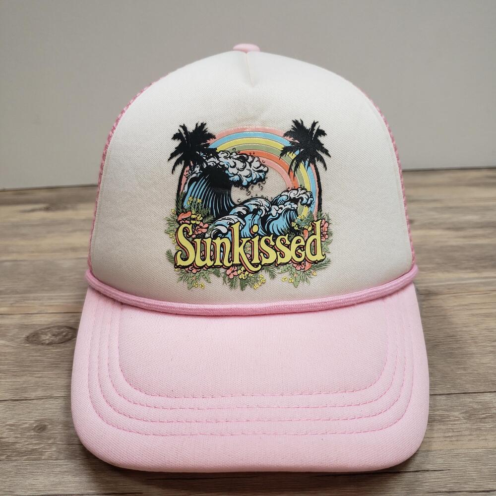 Simply Southern Sunkissed Hat Cap Snap Back One Size Pink Trucker Mesh Womens